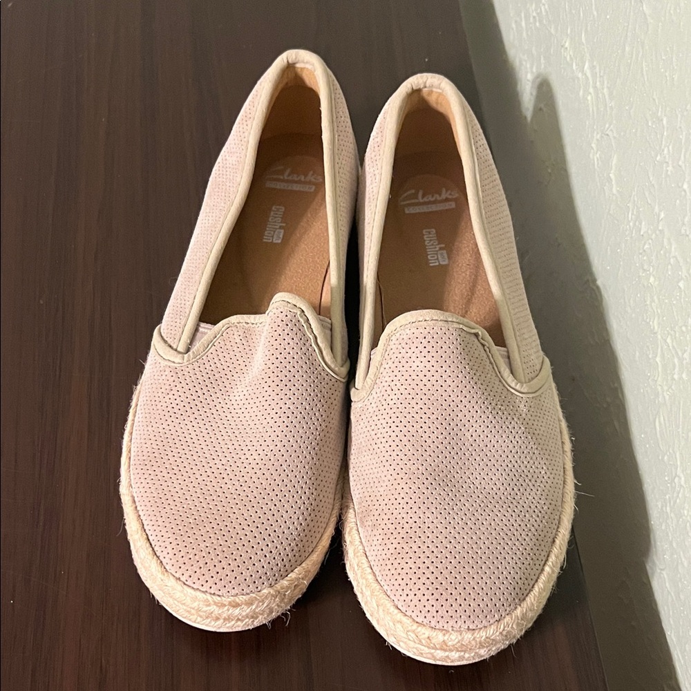 Clarks Women's Cream Espadrille Slip-Ons